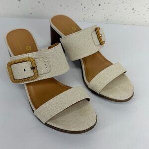 Tommy Bahama Women’s size 7 Trista Beige Open Toe Sandals Block Heel Sandals